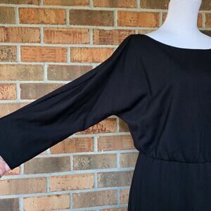 Black Dress J. McLaughlin Size L Stretch Fabric Solid Color 3/4 Sleeve Boat Neck